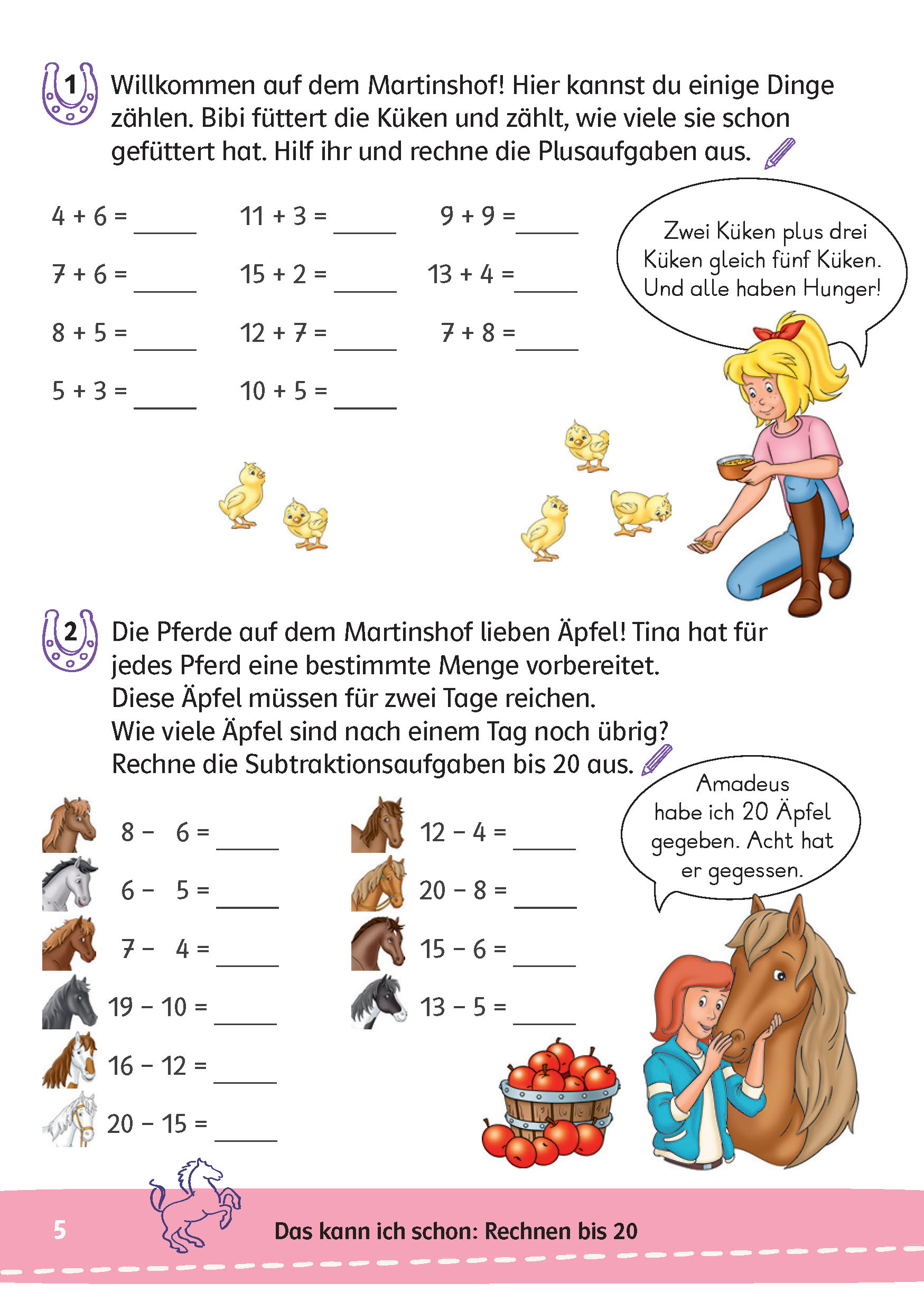Bibi & Tina: Mein Lernrätsel-Block Mathematik für die 2. Klasse