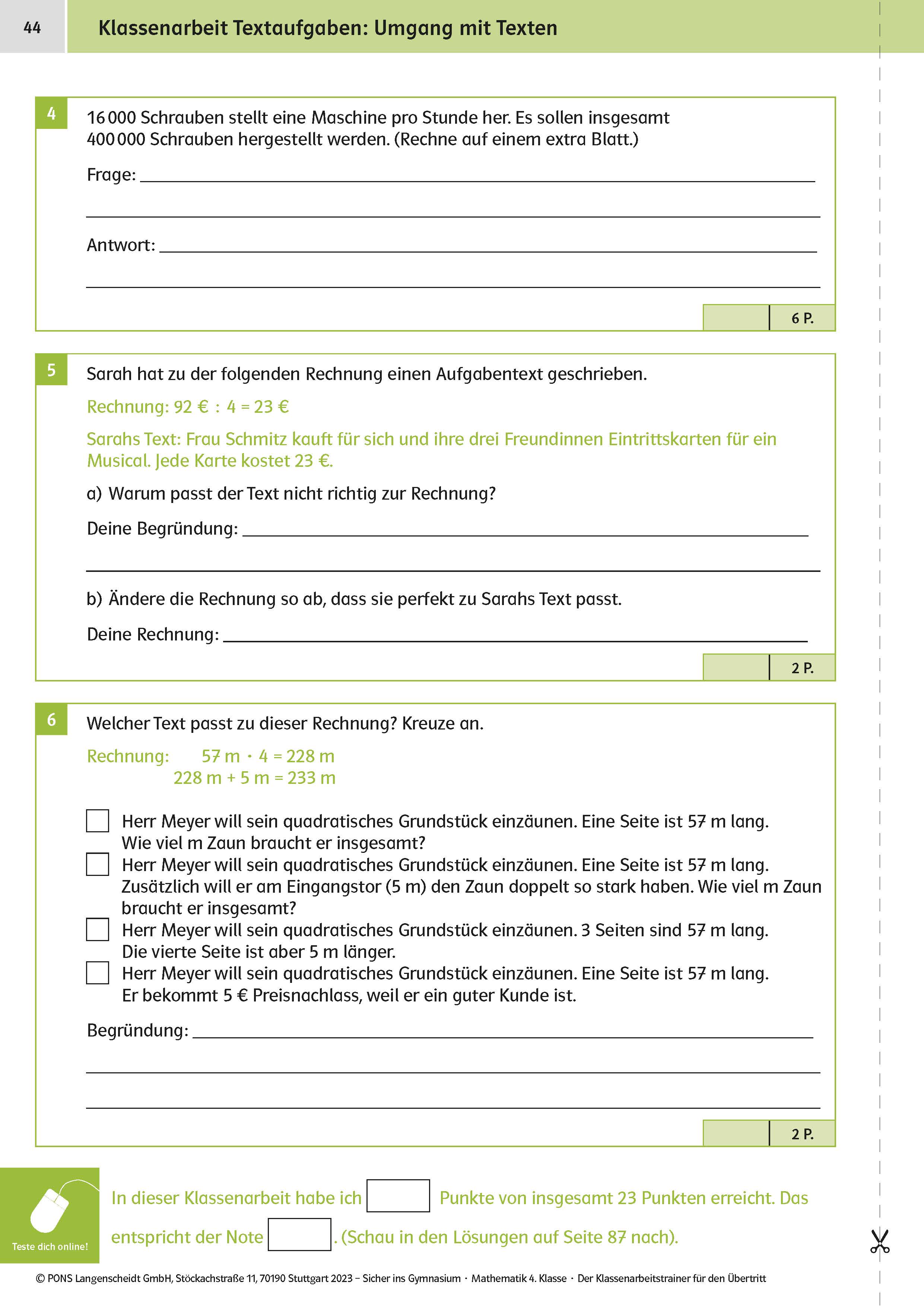 Klett Sicher ins Gymnasium: Klassenarbeitstrainer für den Übertritt Mathematik 4. Klasse Klett Sicher ins Gymnasium: Klassenarbeitstrainer für den Übertritt Mathematik 4. Klasse