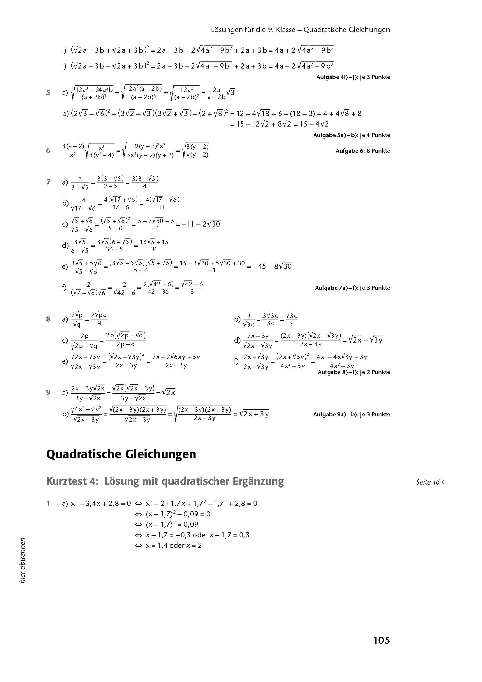 Fit in Test und Klassenarbeit – Mathematik 9./10. Klasse Gymnasium