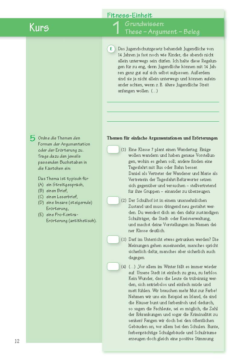 Aufsatz - Argumentieren und Erörtern. Deutsch Klasse 7/8