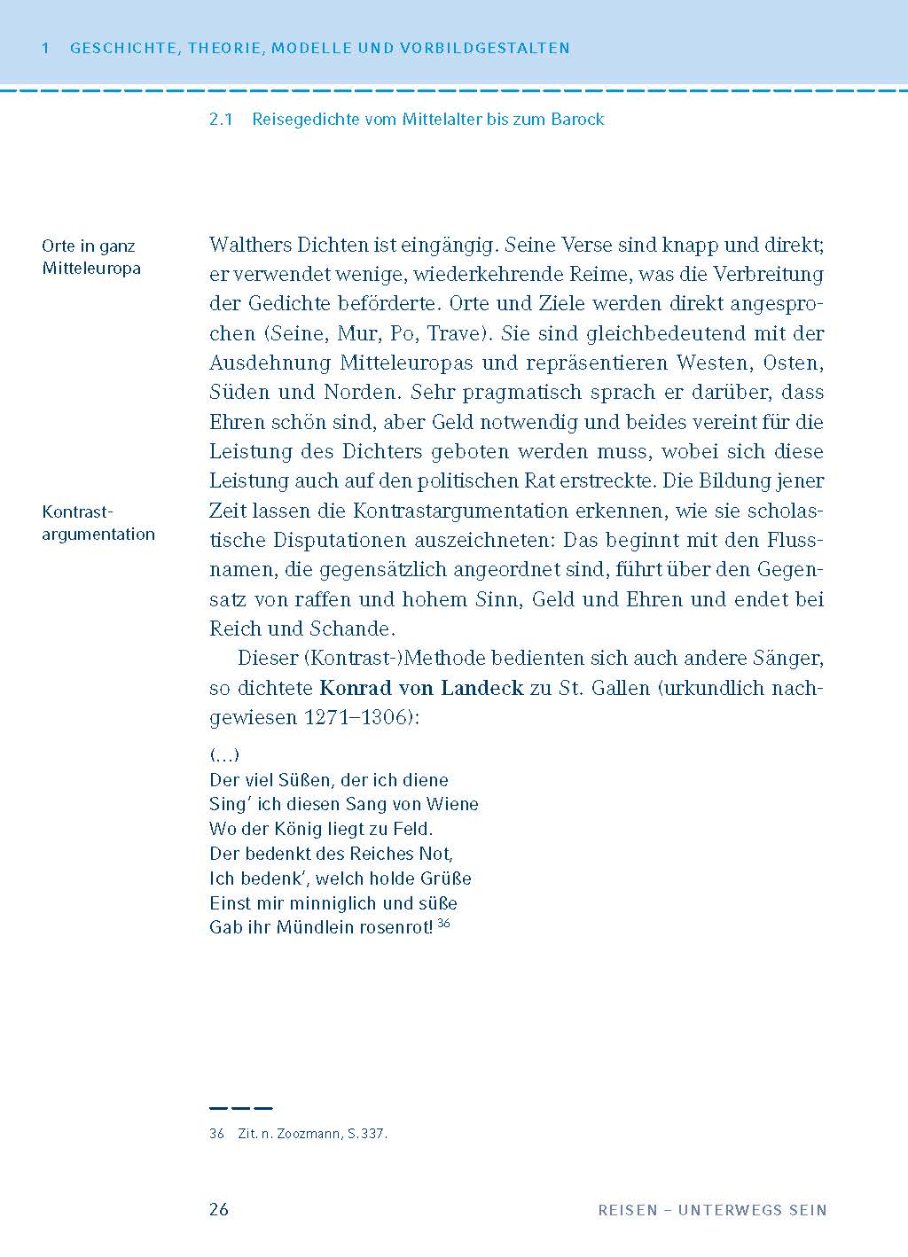 Reisen – unterwegs sein. Lyrik vom Barock bis zur Gegenwart