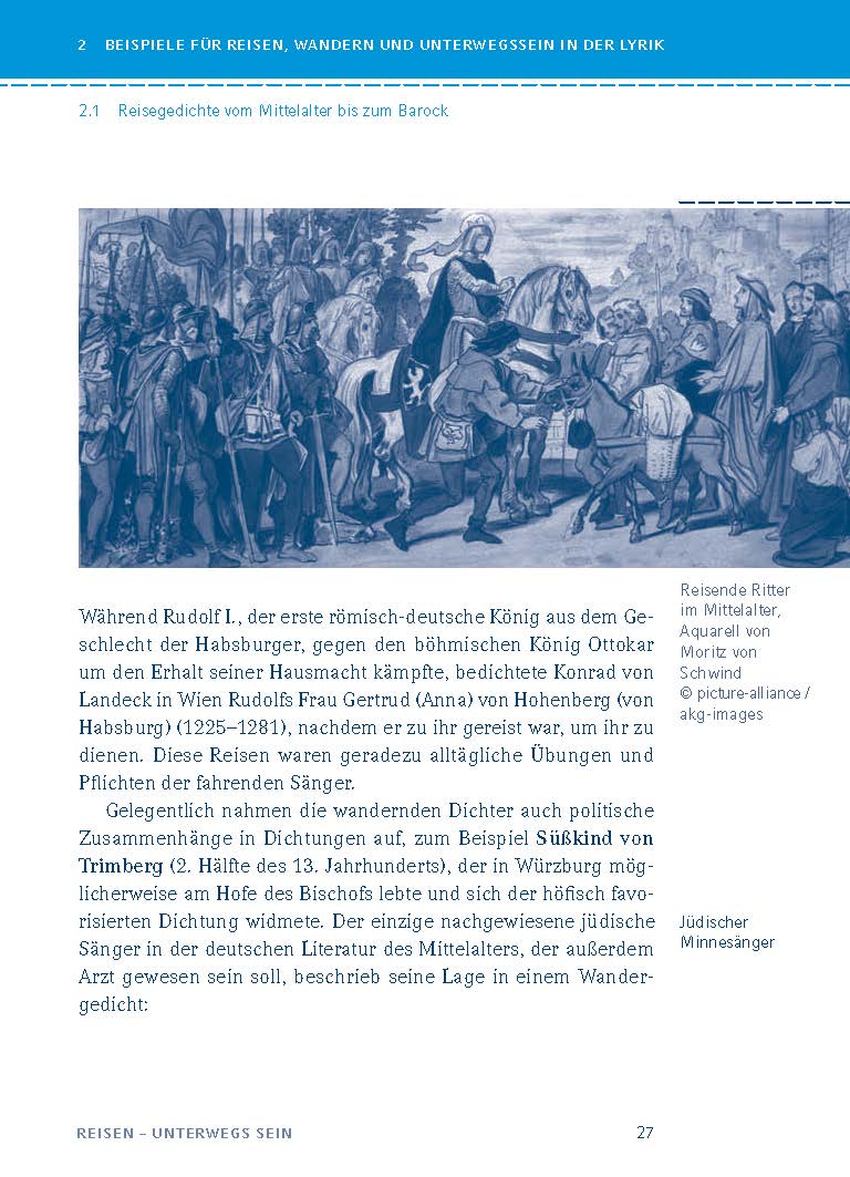 Reisen – unterwegs sein. Lyrik vom Barock bis zur Gegenwart