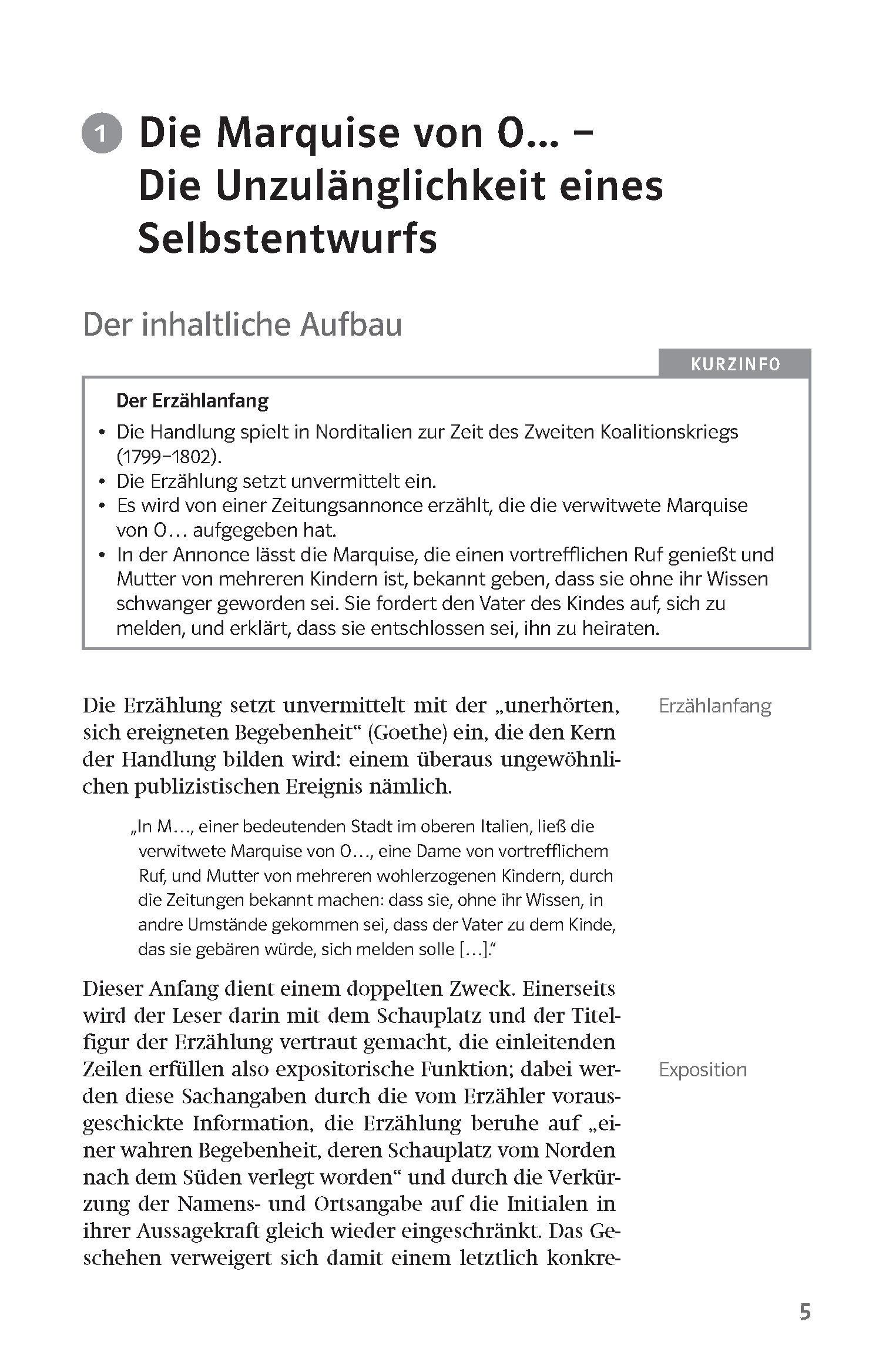 Klett Lektürehilfen Heinrich von Kleist, Die Marquise von O… Das Erdbeben in Chili