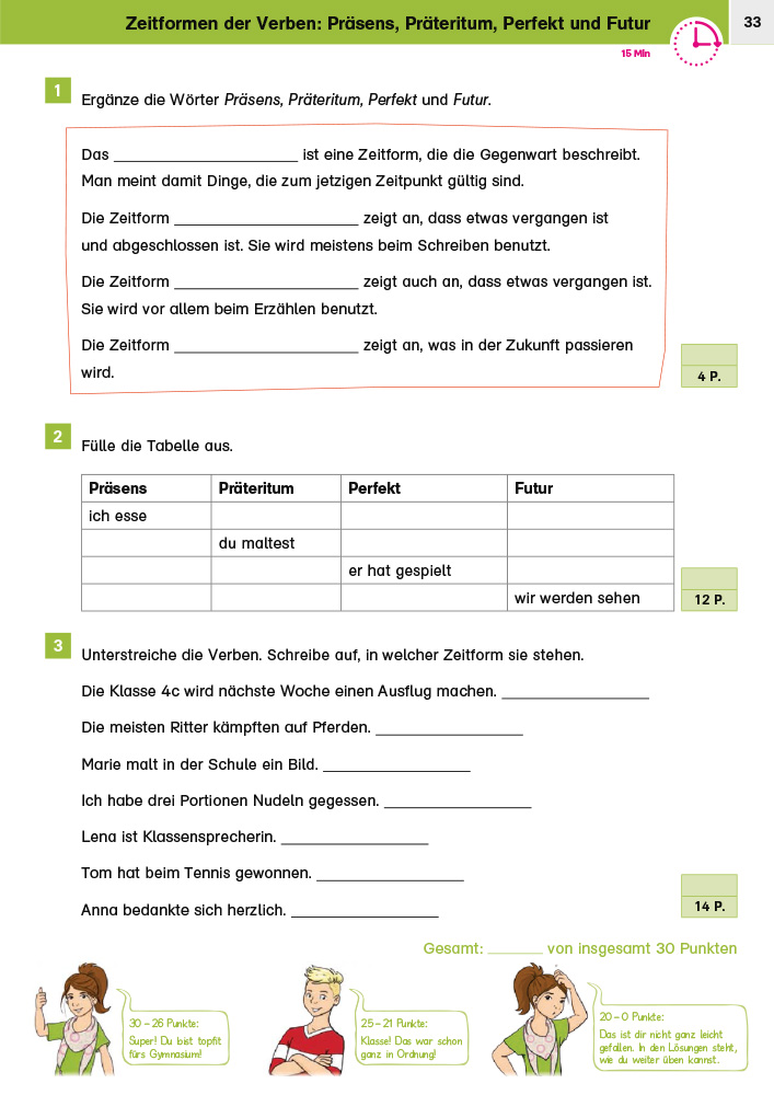 Klett Sicher ins Gymnasium 15-Minuten-Kurztests Deutsch 4. Klasse