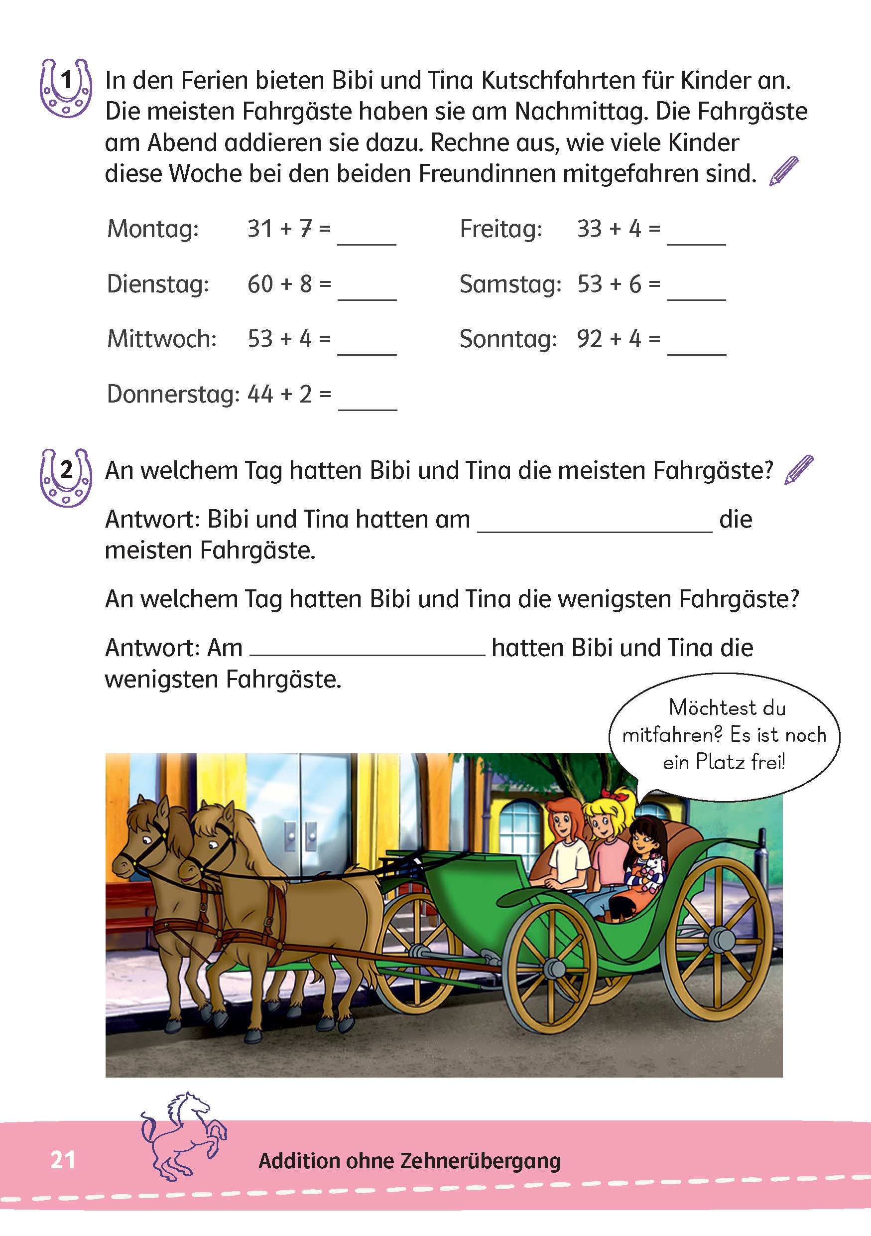 Bibi & Tina: Mein Lernrätsel-Block Mathematik für die 2. Klasse