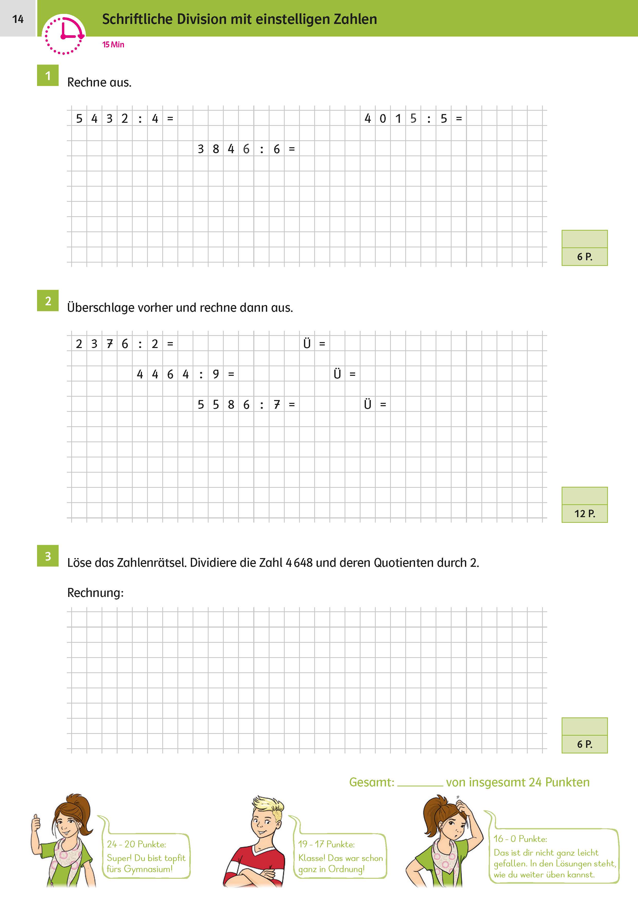 Klett Sicher ins Gymnasium 15-Minuten-Kurztests Mathematik 4. Klasse