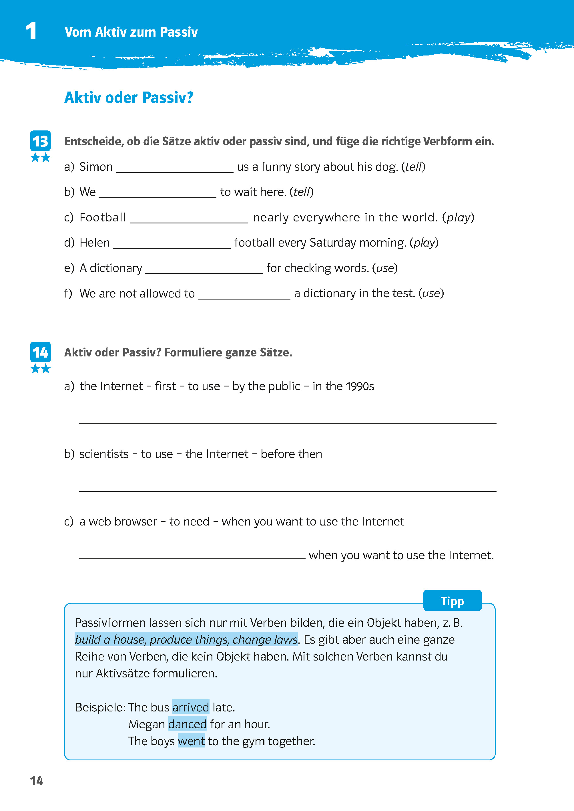 Klett 10-Minuten-Training Englisch Grammatik Aktiv und Passiv 7./8. Klasse