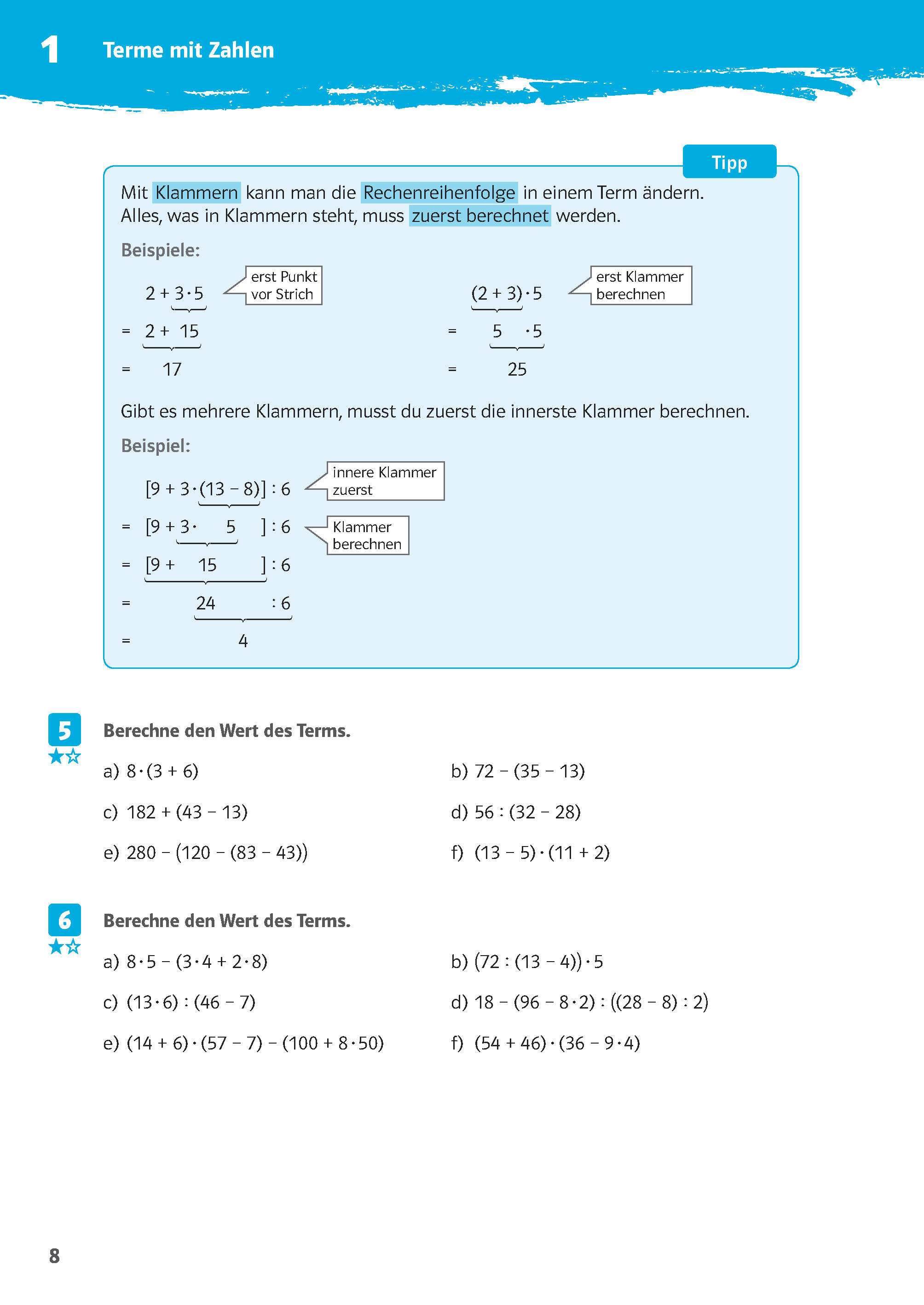 Klett 10-Minuten-Training Mathematik Rechnen mit Termen 7./8. Klasse