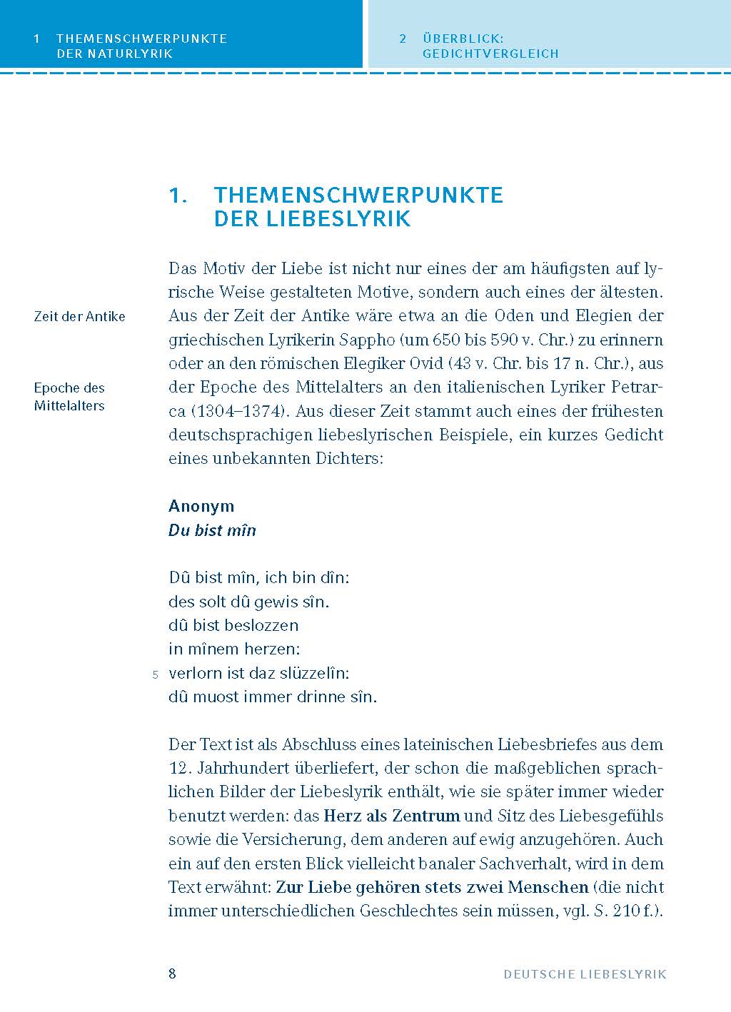 Deutsche Liebeslyrik vom Barock bis zur Gegenwart