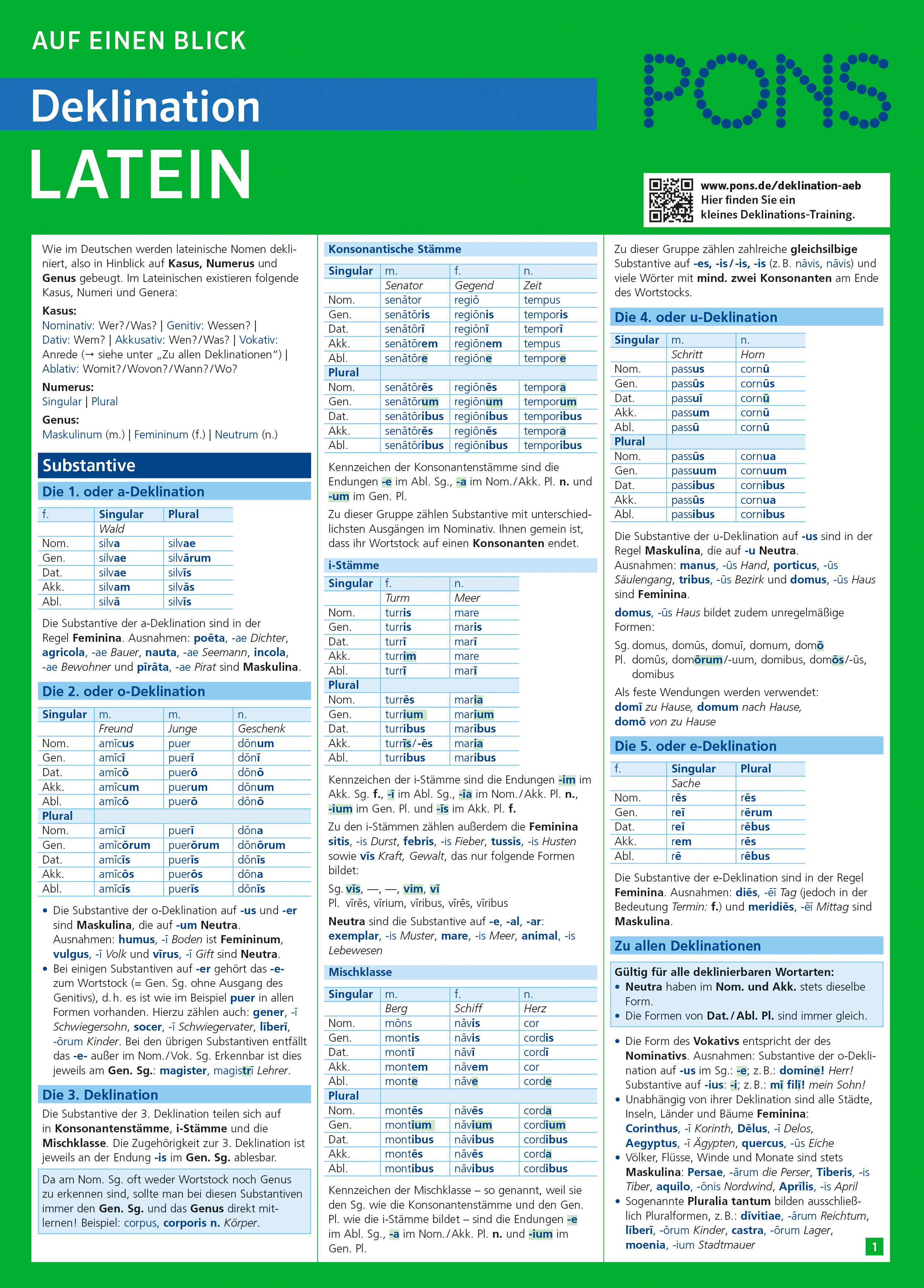 PONS Auf einen Blick Deklination Latein