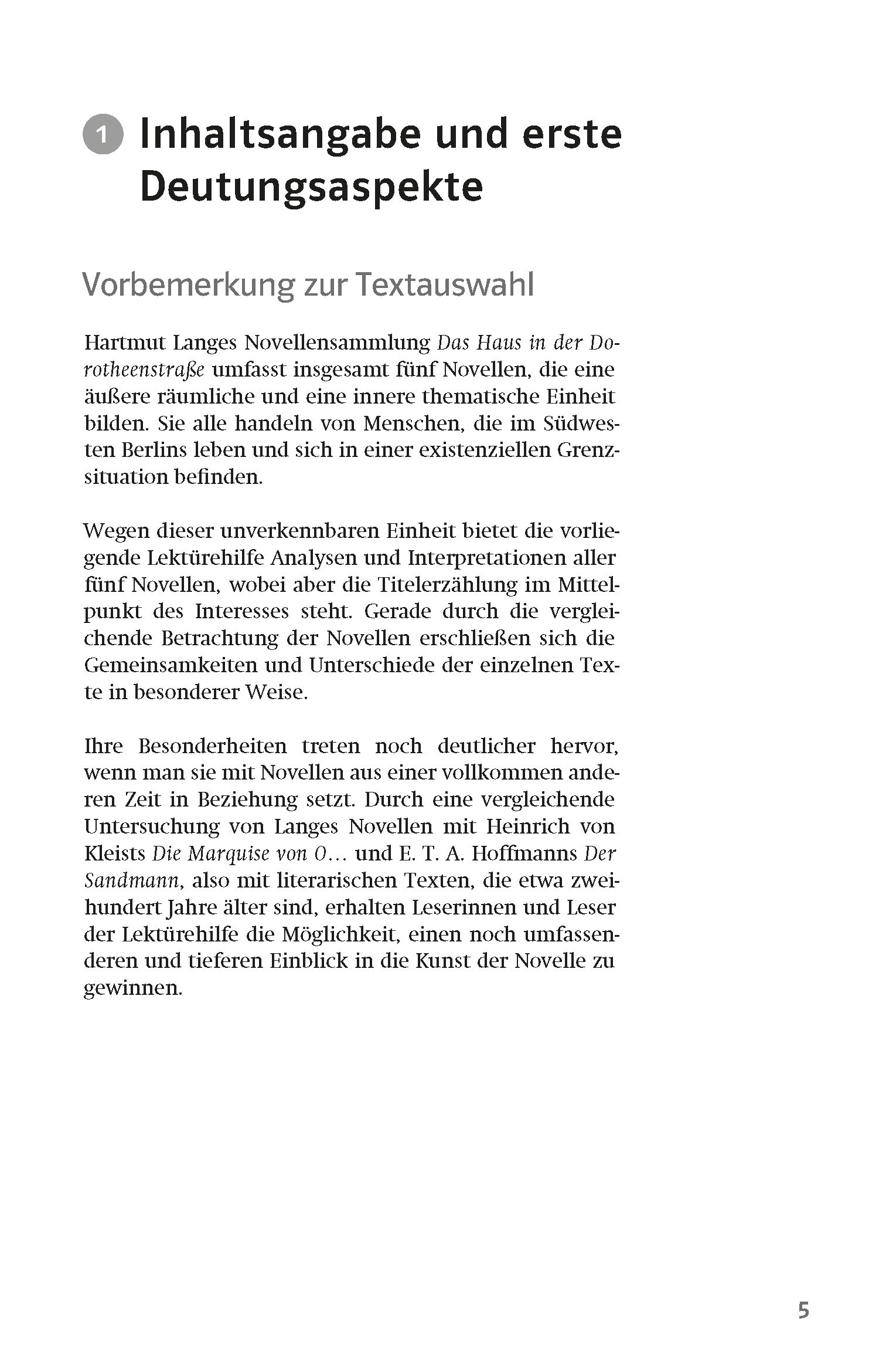 Klett Lektürehilfen Lange, Das Haus in der Dorotheenstraße