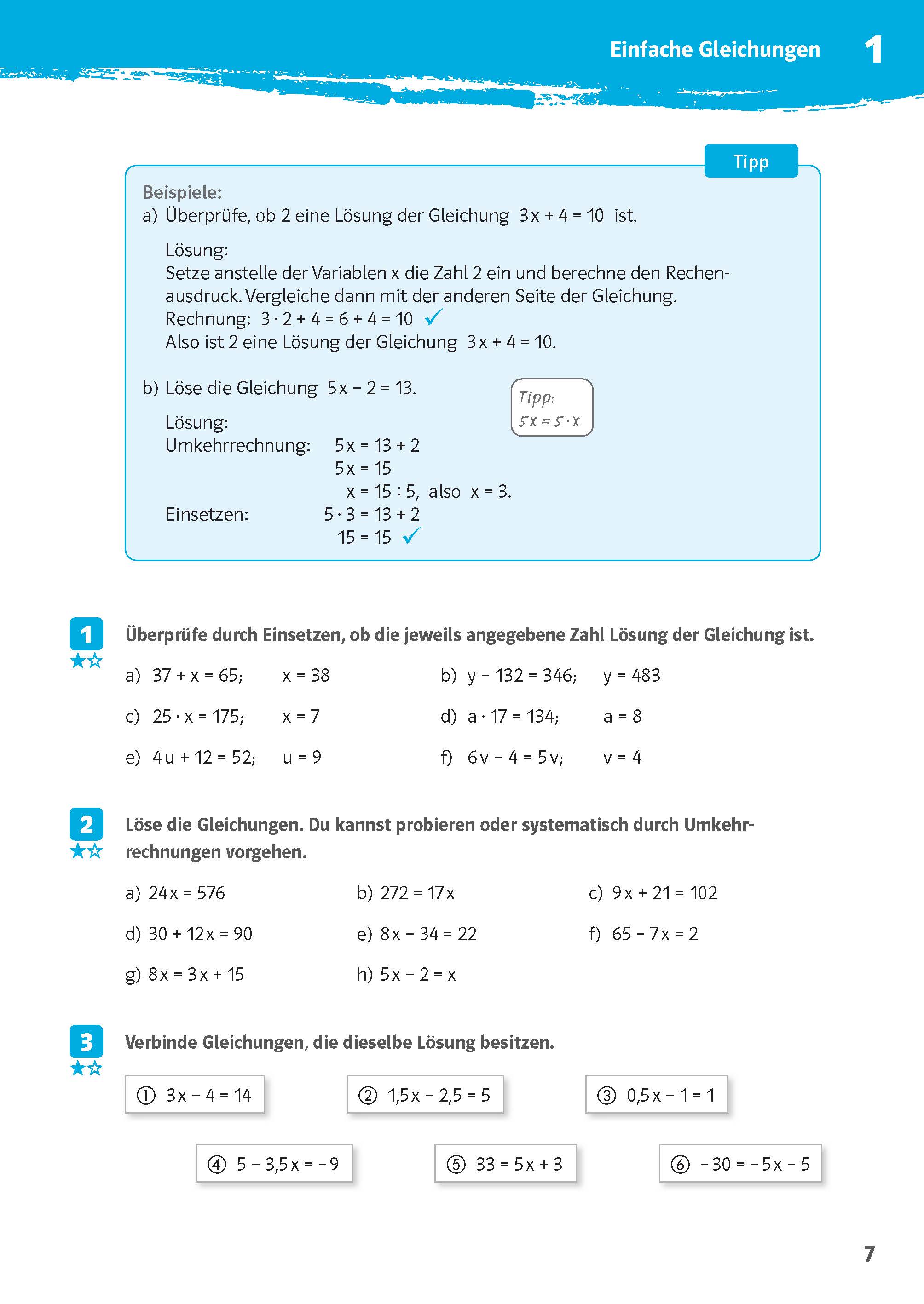 Klett 10-Minuten-Training Mathematik Gleichungen lösen 7. - 10. Klasse