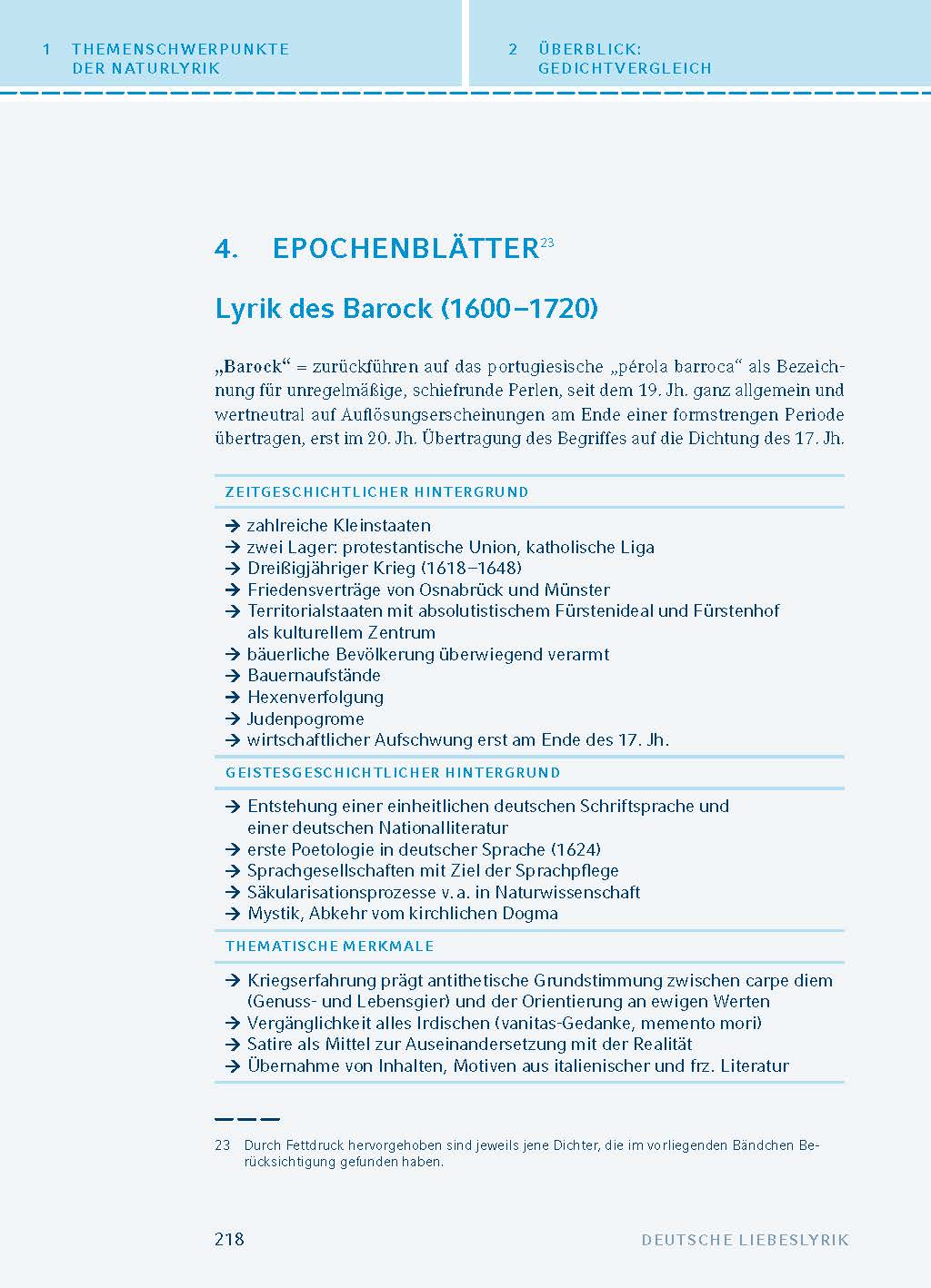 Deutsche Liebeslyrik vom Barock bis zur Gegenwart.