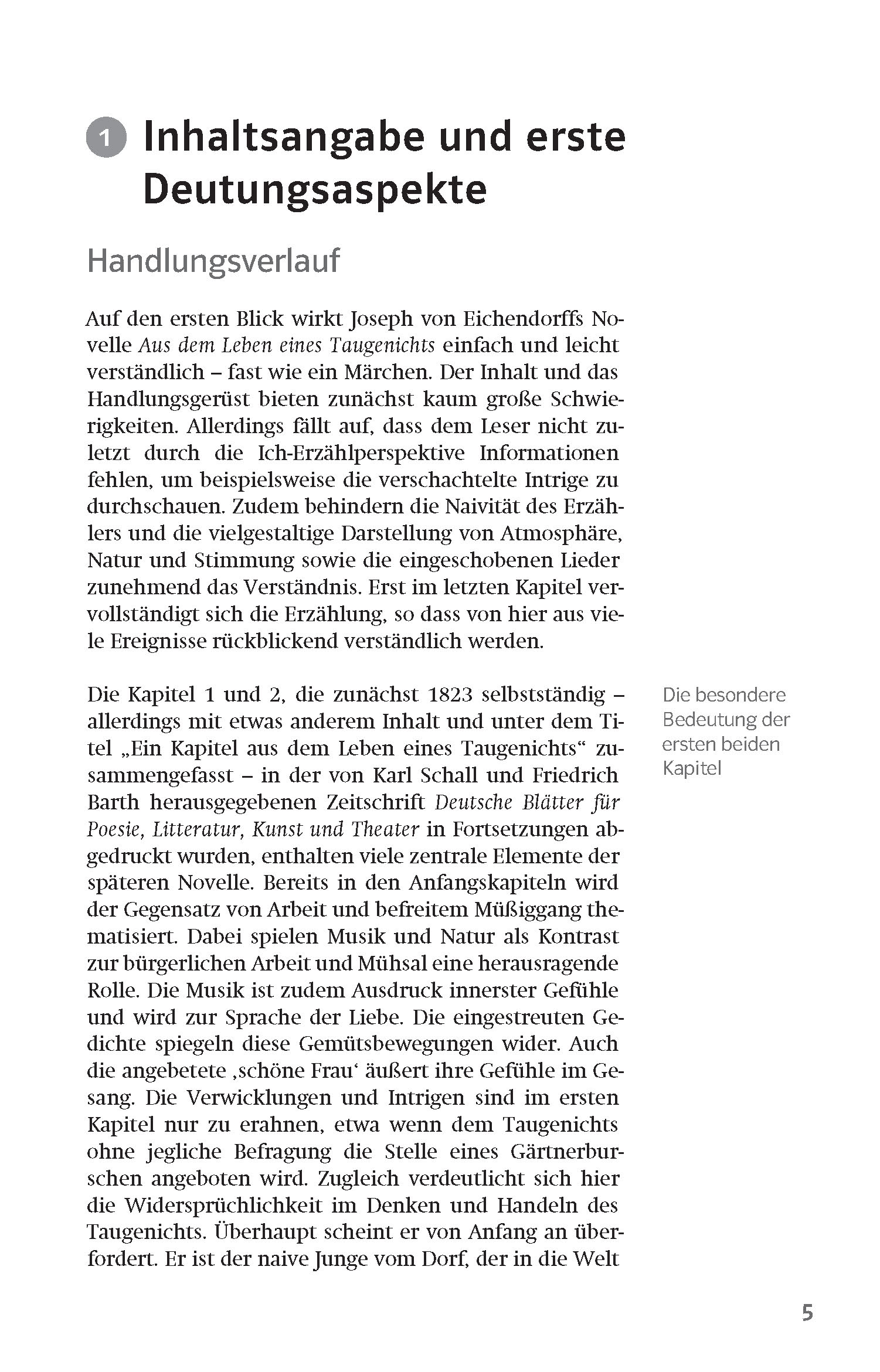 Klett Lektürehilfen Joseph von Eichendorff, Aus dem Leben eines Taugenichts