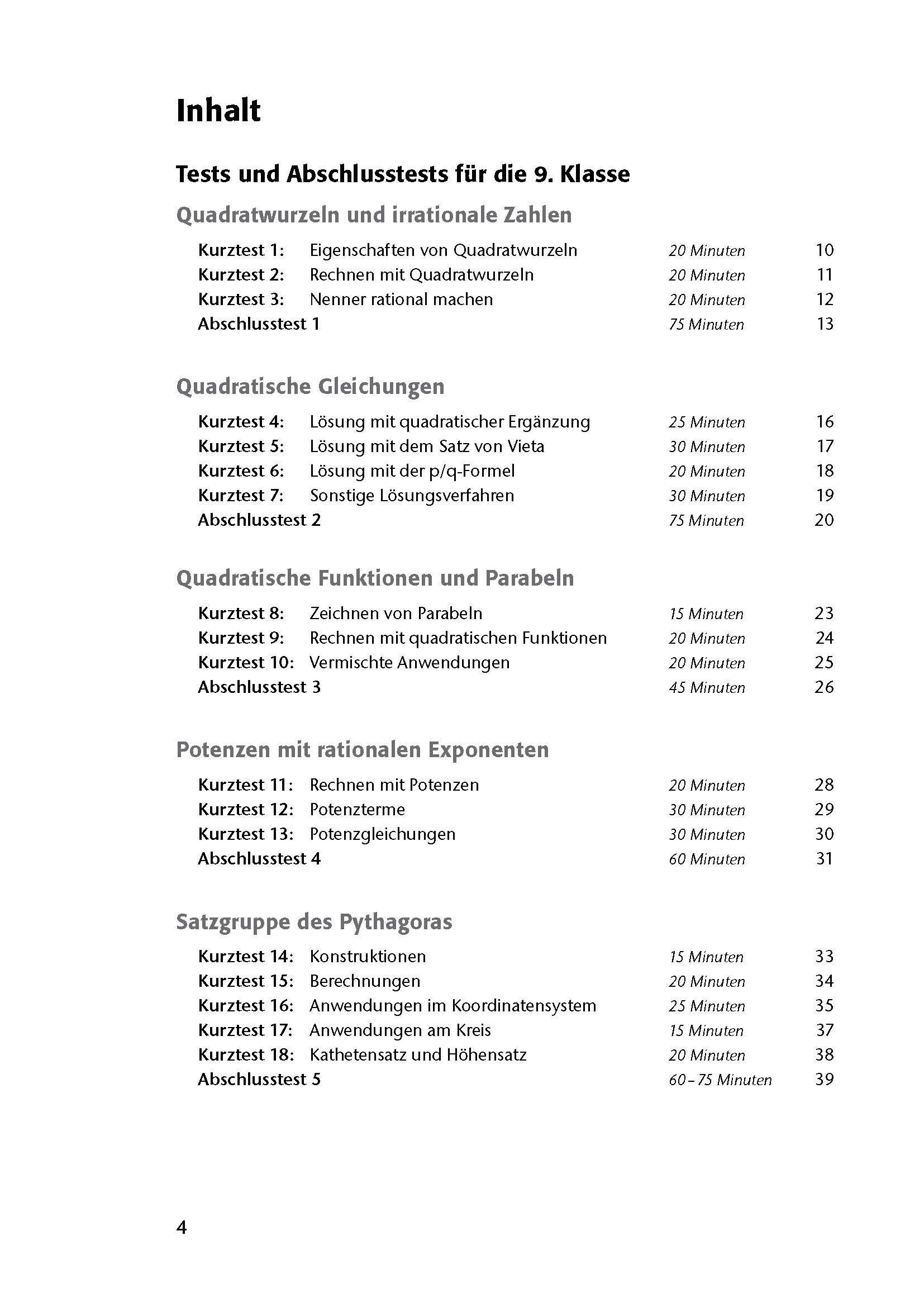 Fit in Test und Klassenarbeit – Mathematik 9./10. Klasse Gymnasium
