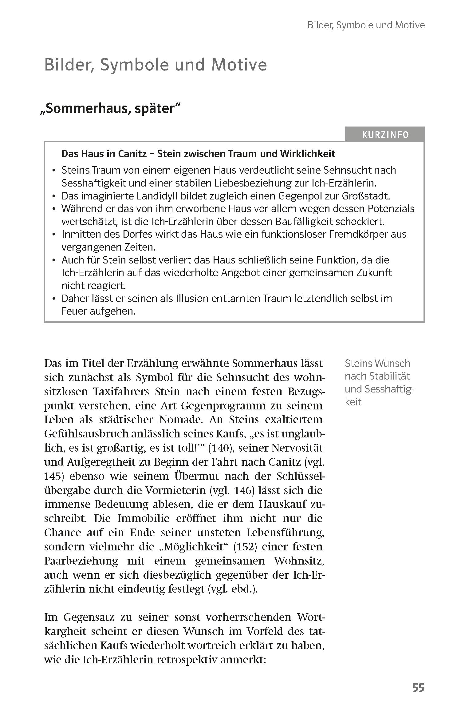 Klett Lektürehilfen Hermann, Sommerhaus, später