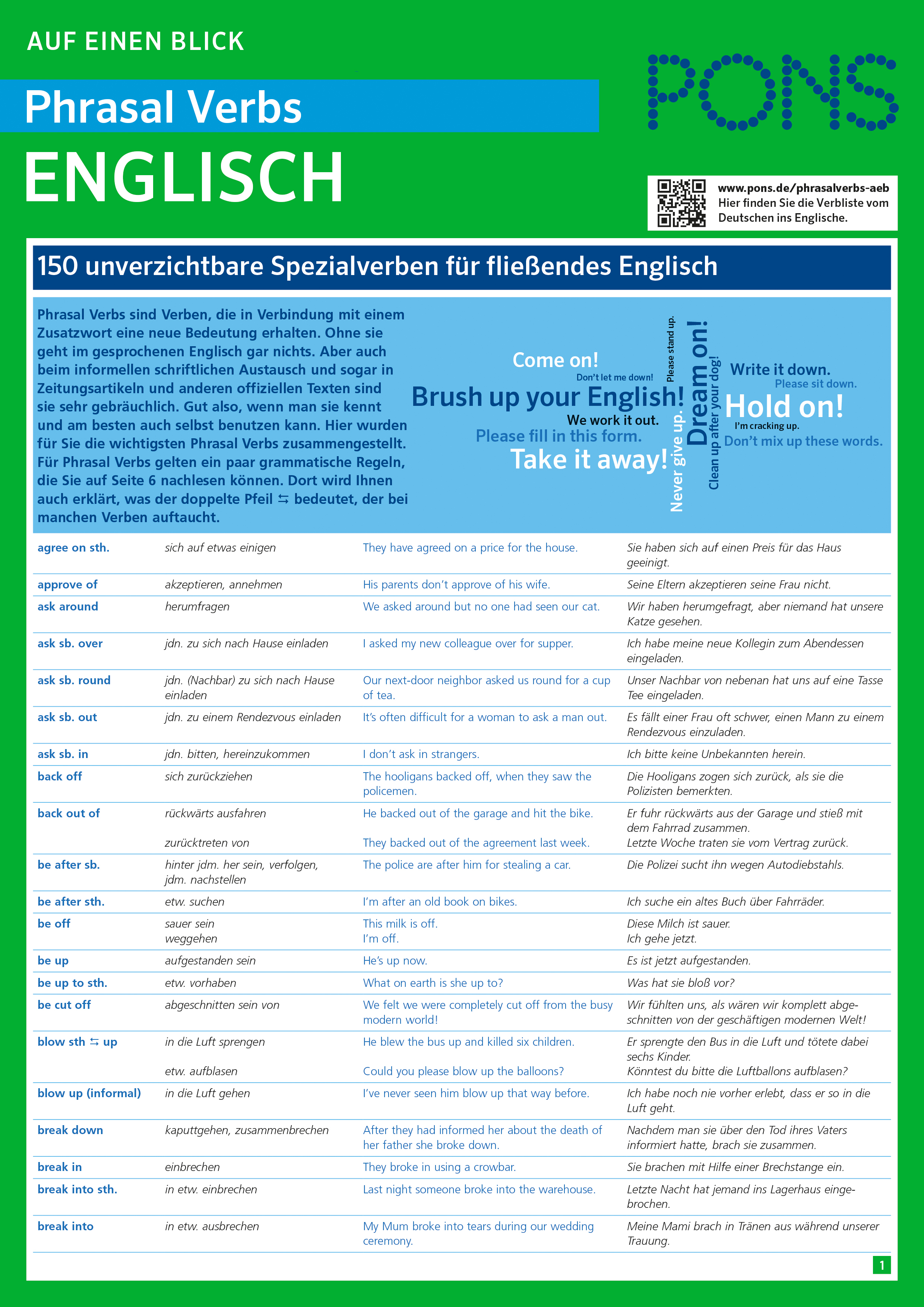 PONS Phrasal Verbs auf einen Blick Englisch