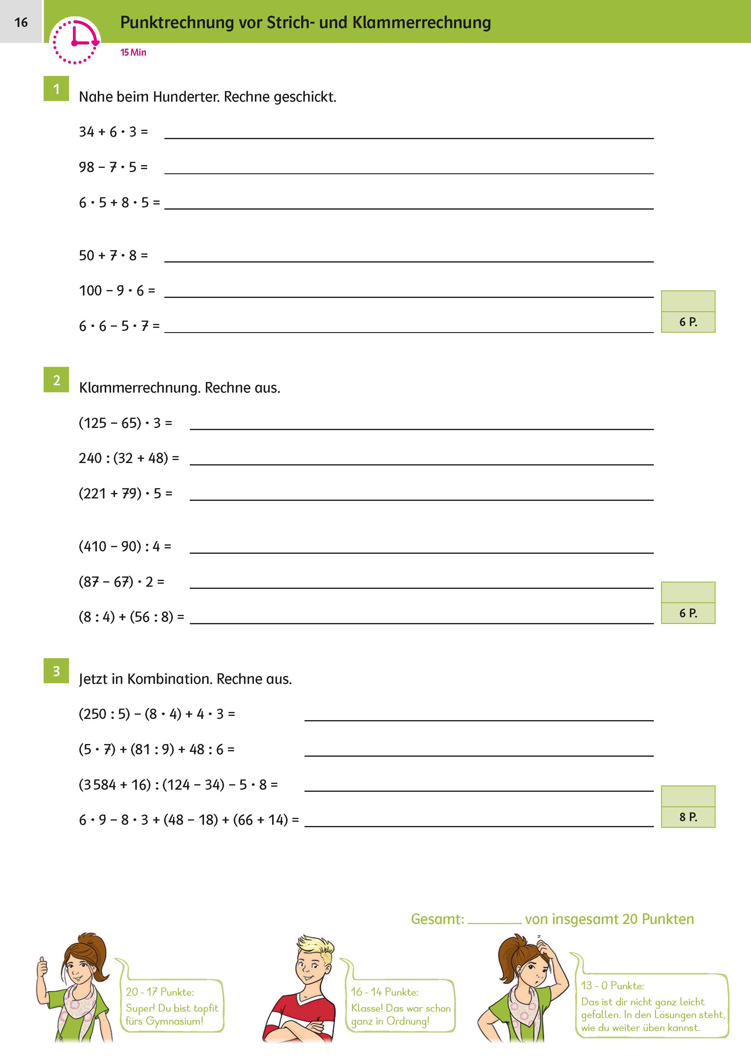 Klett Sicher ins Gymnasium 15-Minuten-Kurztests Mathematik 4. Klasse