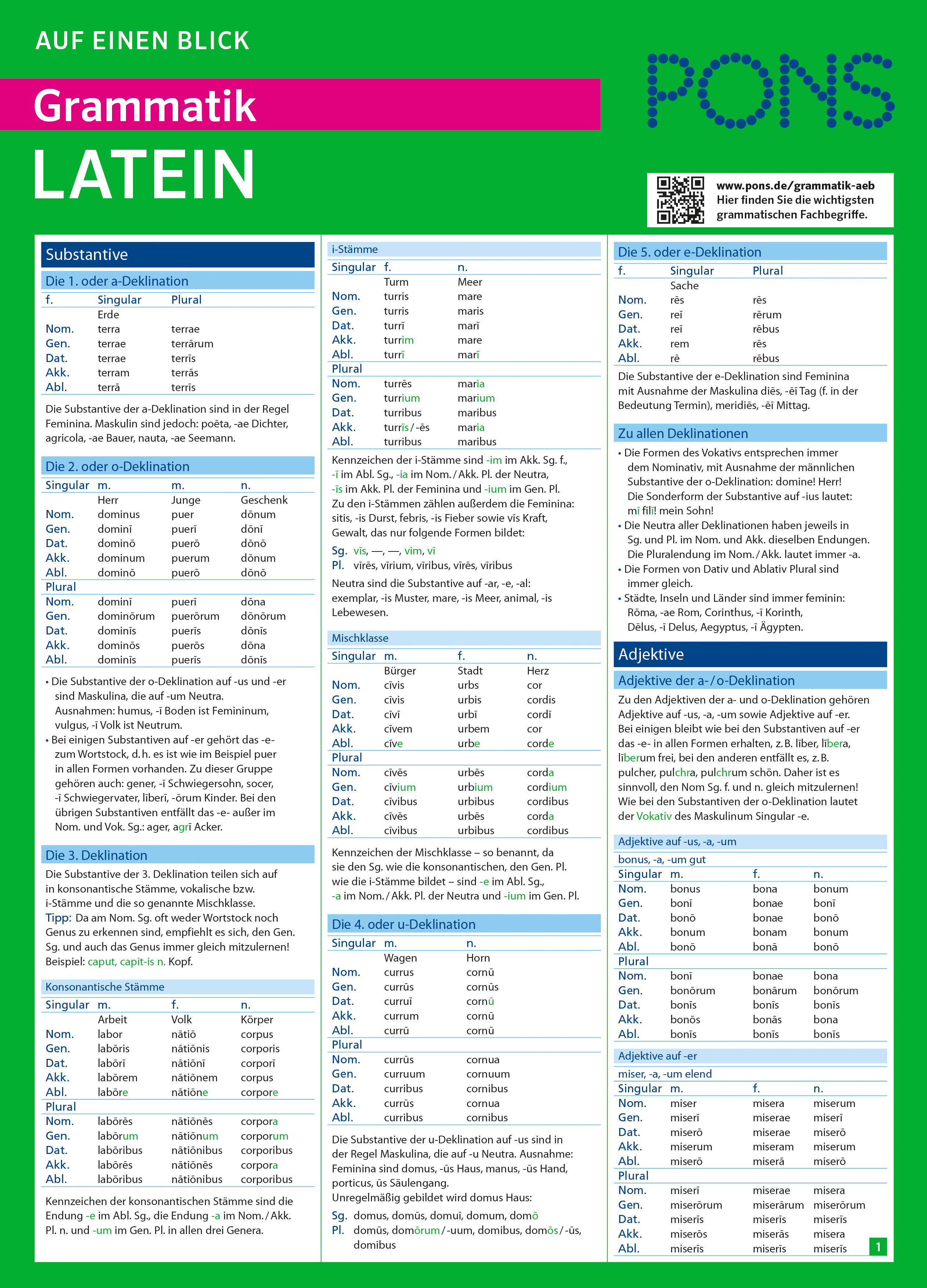PONS Grammatik auf einen Blick Latein