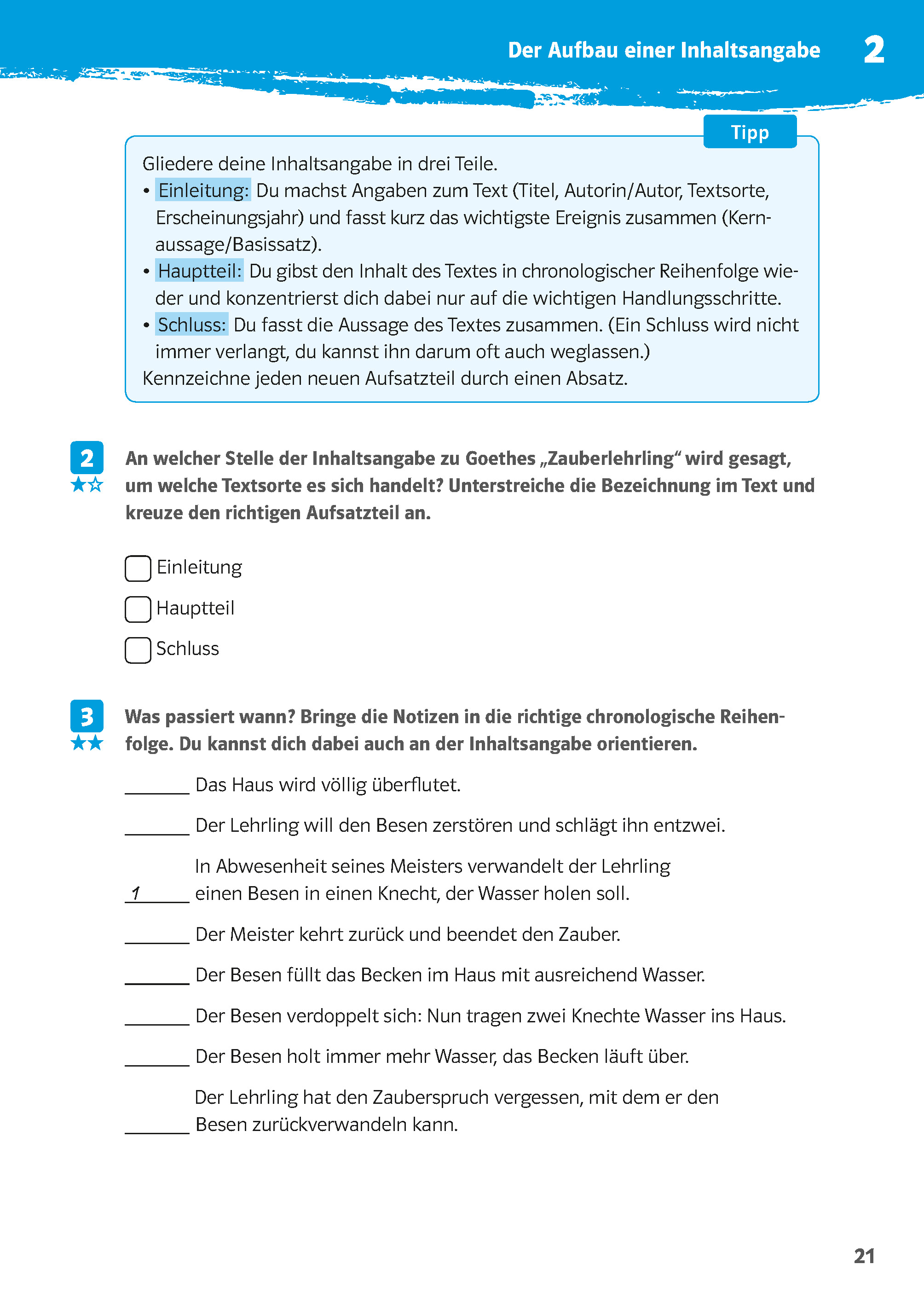 Klett 10-Minuten-Training Deutsch Aufsatz Inhaltsangabe 6. - 8. Klasse