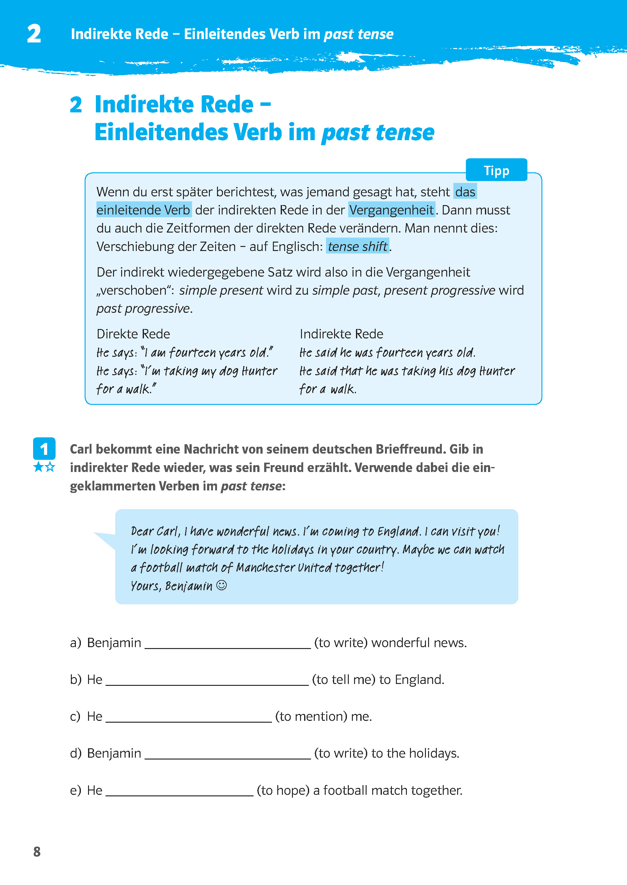 Klett 10-Minuten-Training Englisch Direct Speech - Indirect Speech 7./8. Klasse Klett 10-Minuten-Training Englisch Direct Speech - Indirect Speech 7./8. Klasse