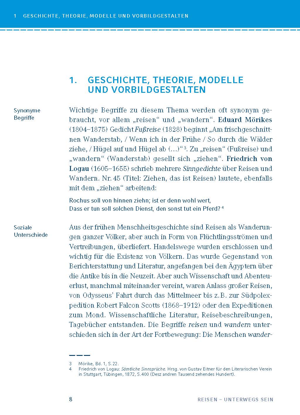 Reisen – unterwegs sein. Lyrik vom Barock bis zur Gegenwart