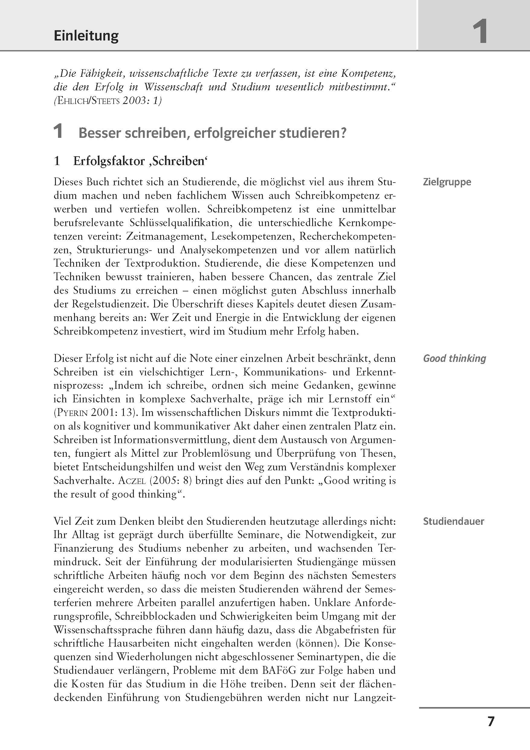 Uni Wissen Schreibkompetenzen: Erfolgreich wissenschaftlich schreiben Eine Seite aus einem deutschen akademischen Lehrbuch erörtert die Bedeutung von Schreibfähigkeiten für Studierende und hebt Schlüsselkompetenzen wie Textverständnis und Recherchefähigkeiten hervor.