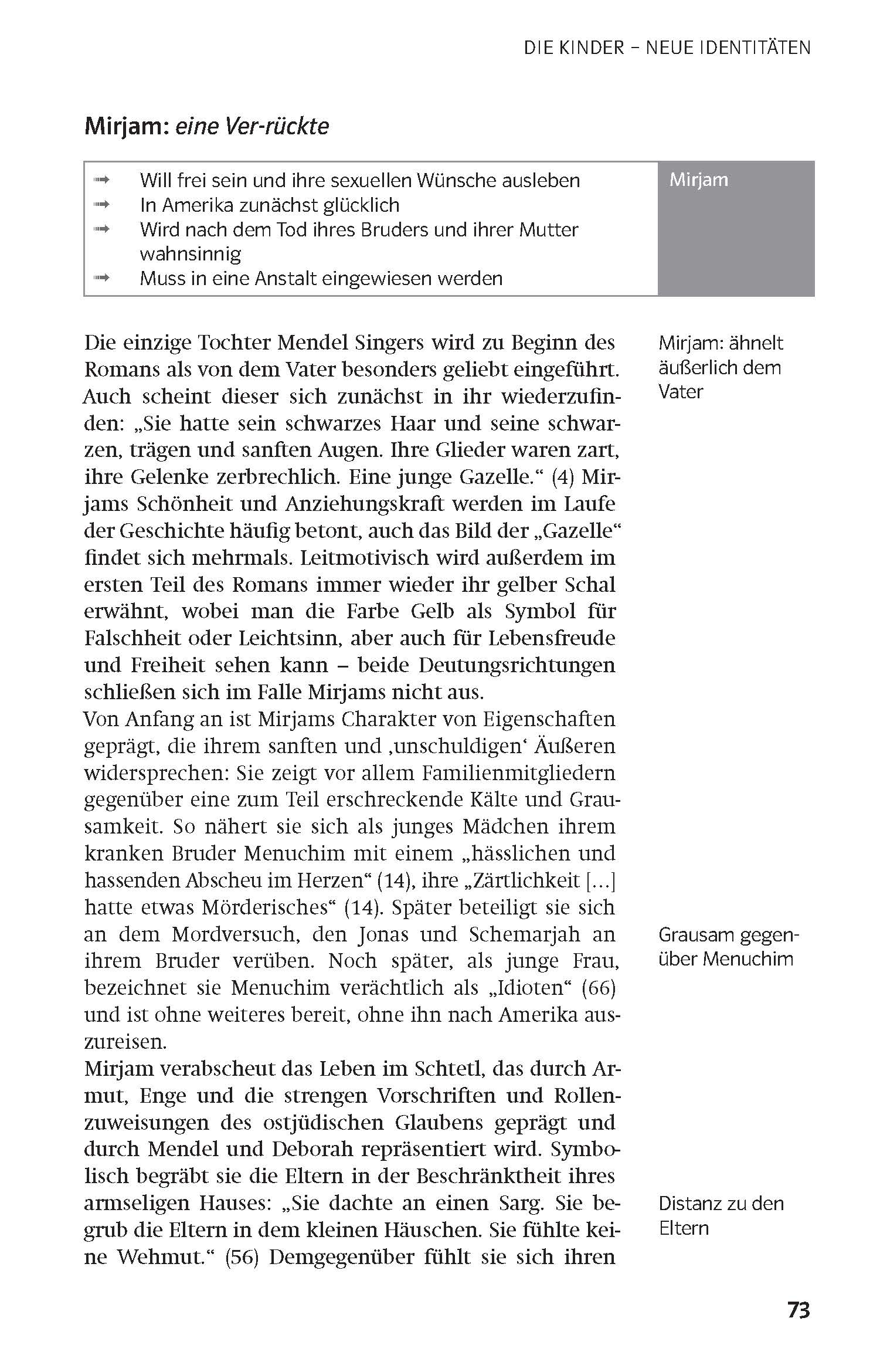 Eine Lehrbuchseite mit einer Tabelle zum Vergleich von Figuren, gefolgt von einem Absatz, der eine Figur aus einem literarischen Werk analysiert, alles auf Deutsch.