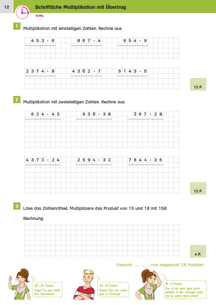 Klett Sicher ins Gymnasium 15-Minuten-Kurztests Mathematik 4. Klasse