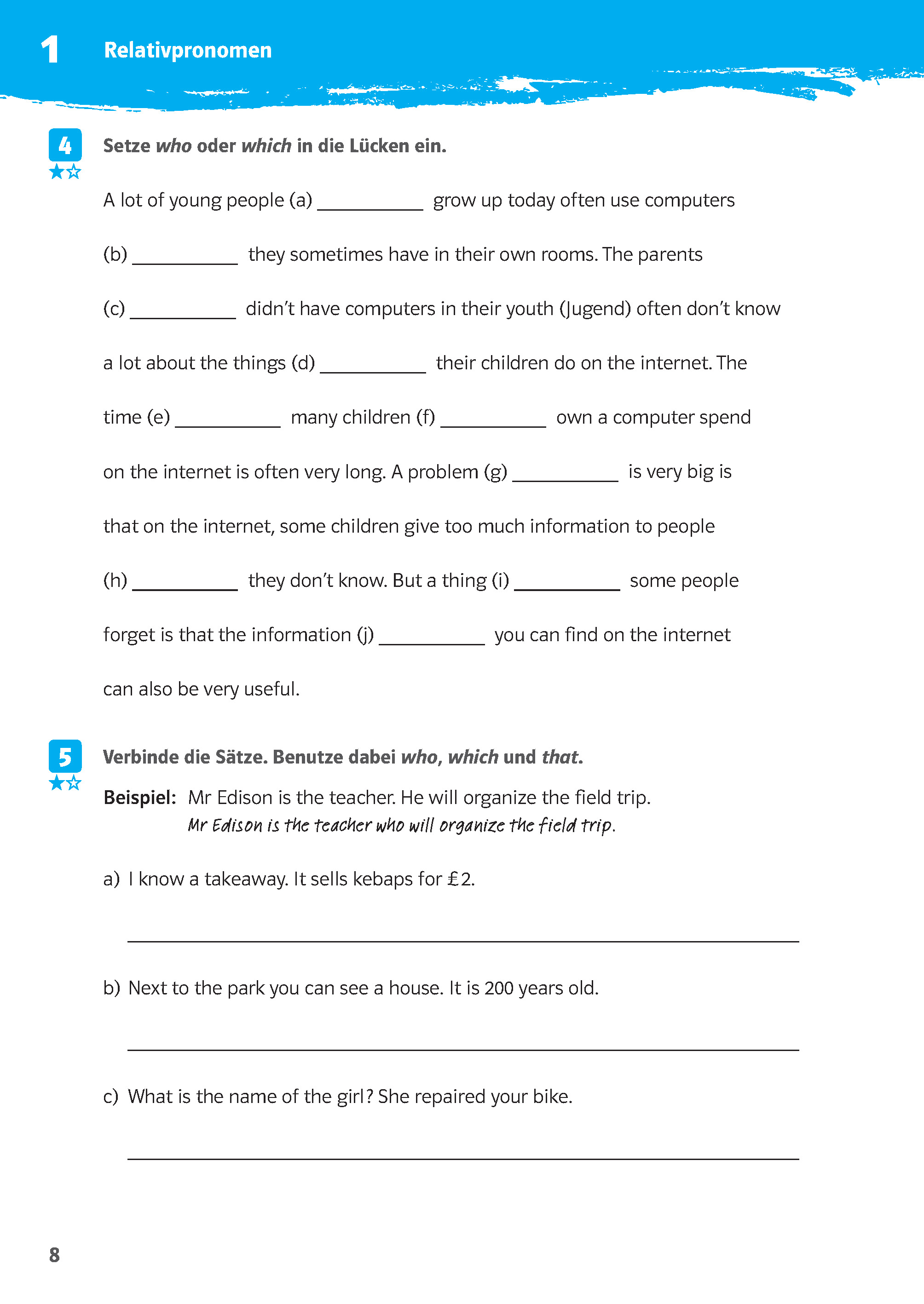 Klett 10-Minuten-Training Englisch Grammatik Relative Clauses 6./7. Klasse Klett 10-Minuten-Training Englisch Grammatik Relative Clauses 6./7. Klasse
