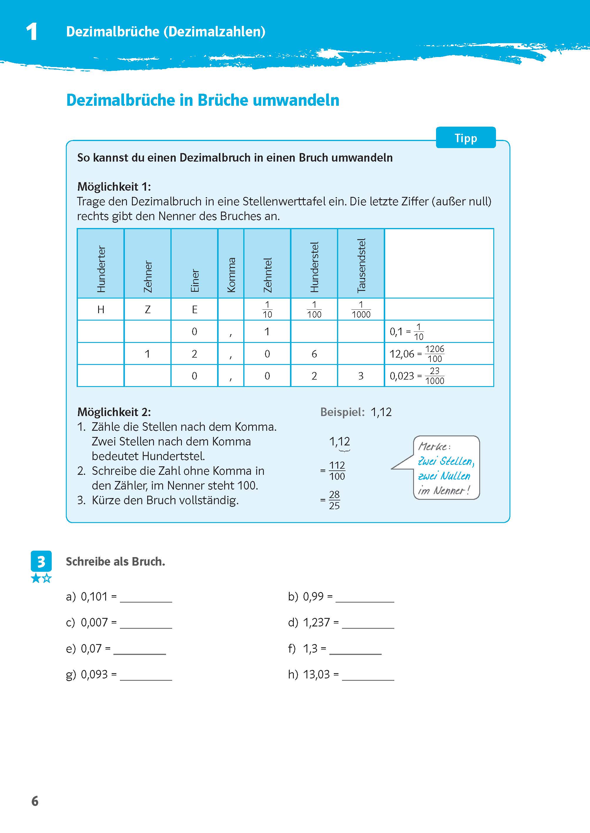 Klett 10-Minuten-Training Mathematik Rechnen mit Dezimalbrüchen 6. Klasse