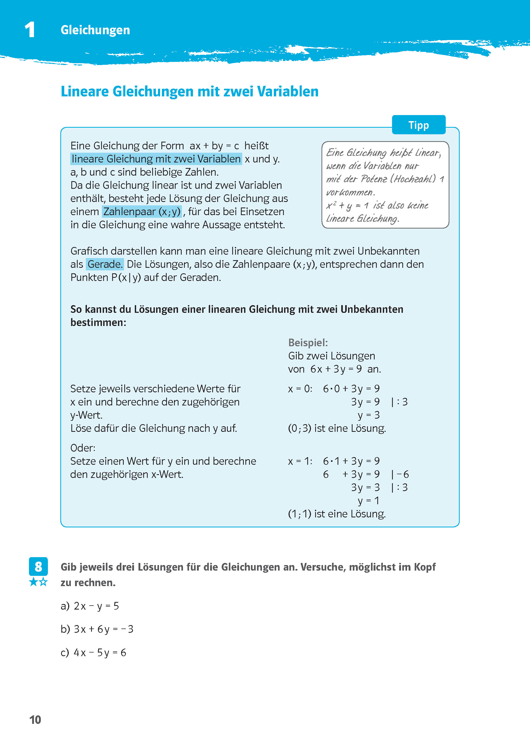 Klett 10-Minuten-Training Mathematik Lineare Gleichungssysteme  8.-10. Klasse Klett 10-Minuten-Training Mathematik Lineare Gleichungssysteme  8.-10. Klasse